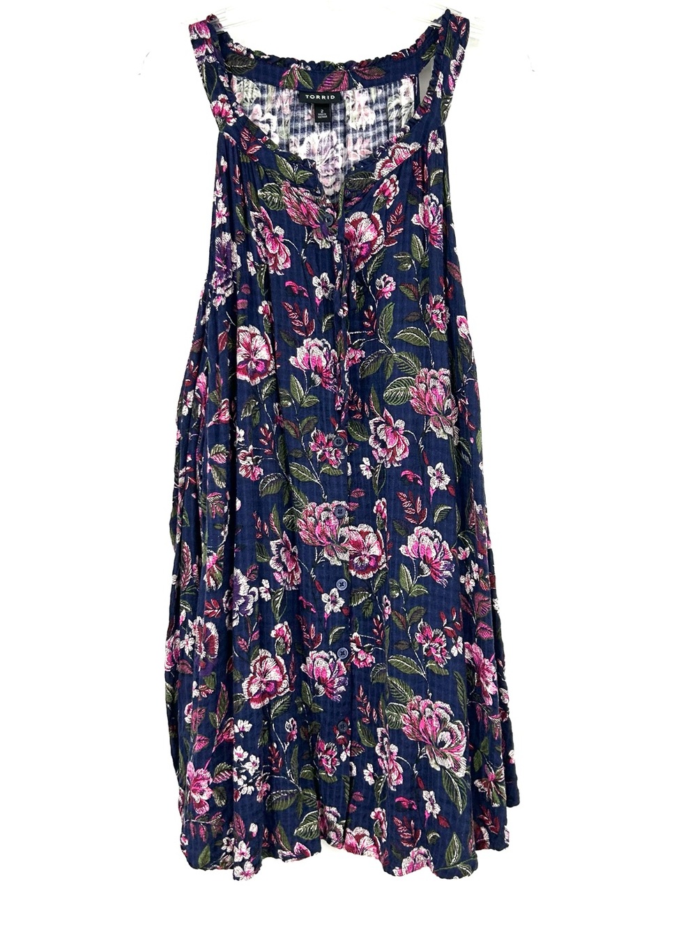 Torrid Crinkle Gauze Cold Shoulder Top Long Sleeve Navy Floral